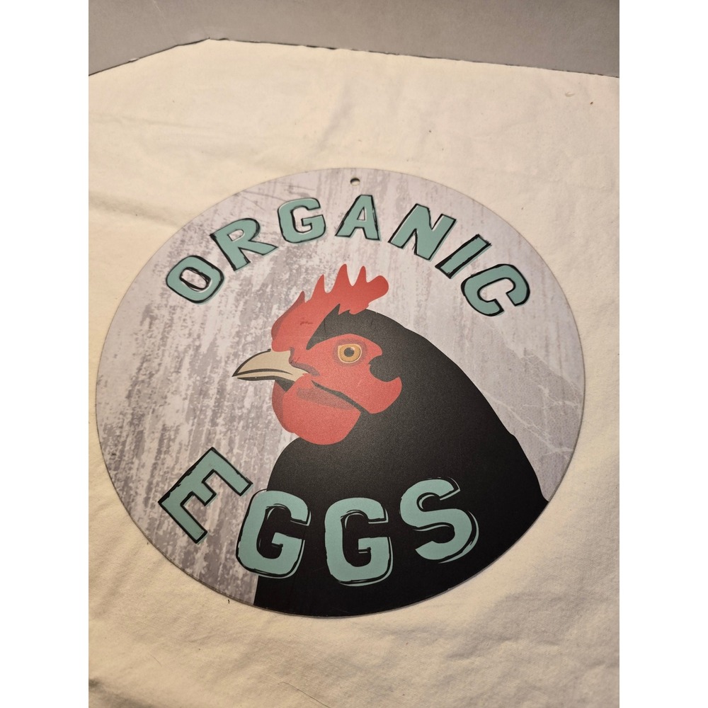 Bainbridge Farm Goods Organic Eggs Metal Sign Chicken Farmhouse Round 9.5" /0572